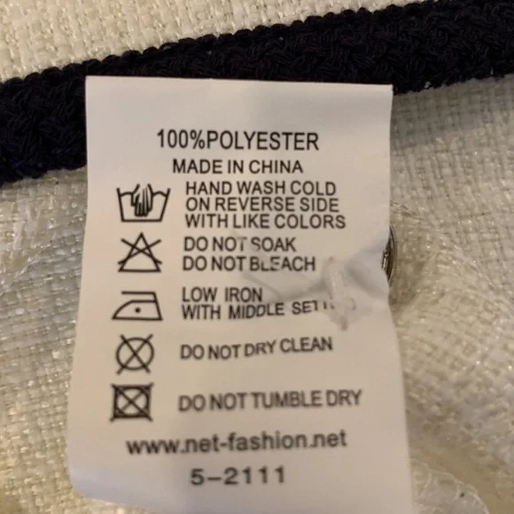 White Oversized Jacket with Navy Piping - Picture 3 of 6